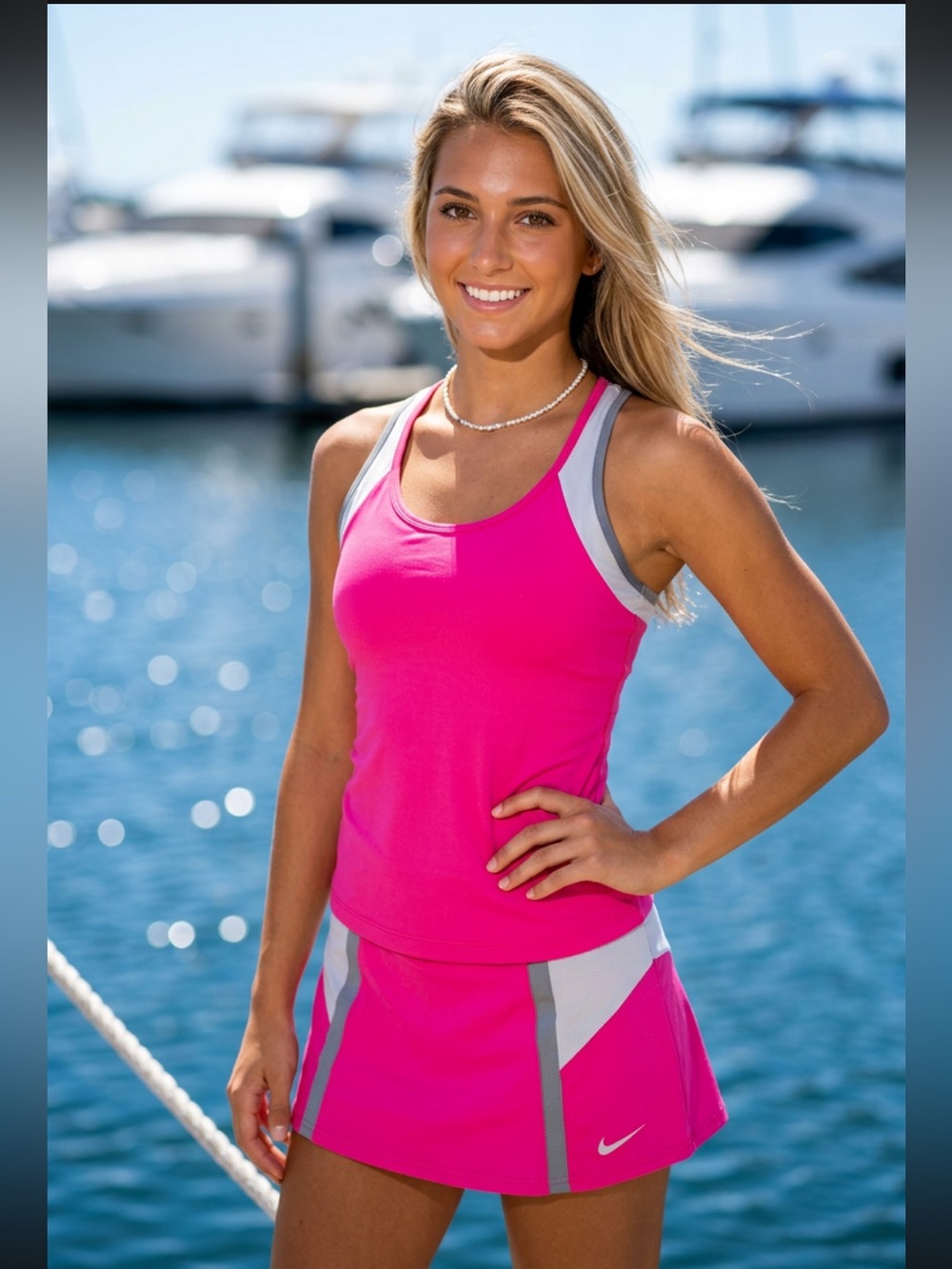 Nike Pink Active workout or Tennis Skirt-shorts with dark and white Gray Accents